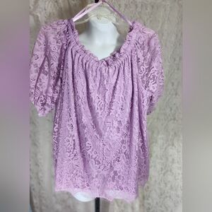 Lavender Lilac Lace Women's Off Shoulder Top